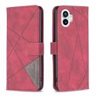 For Nothing Phone 1 Magnetic Buckle Rhombus Texture Leather Phone Case(Red) - 1