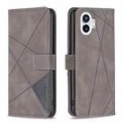 For Nothing Phone 1 Magnetic Buckle Rhombus Texture Leather Phone Case(Grey) - 1