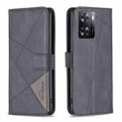 For OPPO A57 4G Magnetic Buckle Rhombus Texture Leather Phone Case(Black) - 1