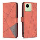 For Realme C30 Magnetic Buckle Rhombus Texture Leather Phone Case(Brown) - 1