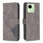 For Realme C30 Magnetic Buckle Rhombus Texture Leather Phone Case(Grey) - 1