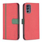 For Motorola Moto G62 BF13 Color Matching Cross Texture Leather Phone Case(Red) - 1