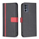 For Motorola Moto G62 BF13 Color Matching Cross Texture Leather Phone Case(Black) - 1