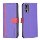 For Motorola Moto G62 BF13 Color Matching Cross Texture Leather Phone Case(Purple) - 1