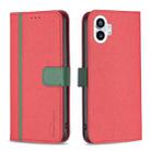 For Nothing Phone 1 BF13 Color Matching Cross Texture Leather Phone Case(Red) - 1