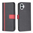 For Nothing Phone 1 BF13 Color Matching Cross Texture Leather Phone Case(Black) - 1