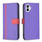 For Nothing Phone 1 BF13 Color Matching Cross Texture Leather Phone Case(Purple) - 1