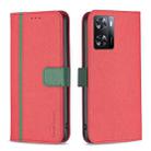 For OPPO A57 4G BF13 Color Matching Cross Texture Leather Phone Case(Red) - 1