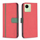 For Realme C30 BF13 Color Matching Cross Texture Leather Phone Case(Red) - 1