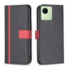 For Realme C30 BF13 Color Matching Cross Texture Leather Phone Case(Black) - 1