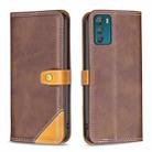 For Motorola Moto G42 4G Color Matching Double Sewing Thread Leather Phone Case(Brown) - 1