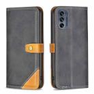 For Motorola Moto G62 Color Matching Double Sewing Thread Leather Phone Case(Black) - 1