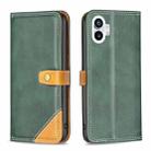 For Nothing Phone 1 Color Matching Double Sewing Thread Leather Phone Case(Green) - 1