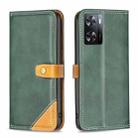 For OPPO A57 4G Color Matching Double Sewing Thread Leather Phone Case(Green) - 1