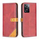 For OPPO A57 4G Color Matching Double Sewing Thread Leather Phone Case(Red) - 1