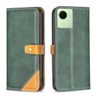 For Realme C30 Color Matching Double Sewing Thread Leather Phone Case(Green) - 1