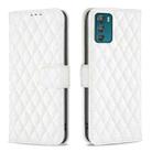 For Motorola Moto G42 4G Diamond Lattice Wallet Leather Flip Phone Case(White) - 1