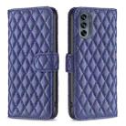 For Motorola Moto G62 Diamond Lattice Wallet Leather Flip Phone Case(Blue) - 1