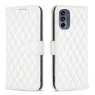 For Motorola Moto G62 Diamond Lattice Wallet Leather Flip Phone Case(White) - 1