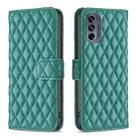 For Motorola Moto G62 Diamond Lattice Wallet Leather Flip Phone Case(Green) - 1