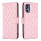 For Motorola Moto G62 Diamond Lattice Wallet Leather Flip Phone Case(Pink) - 1