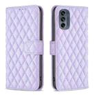 For Motorola Moto G62 Diamond Lattice Wallet Leather Flip Phone Case(Purple) - 1