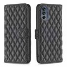 For Motorola Moto G62 Diamond Lattice Wallet Leather Flip Phone Case(Black) - 1