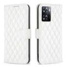 For OPPO A57 4G Diamond Lattice Wallet Leather Flip Phone Case(White) - 1