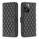 For OPPO A57 4G Diamond Lattice Wallet Leather Flip Phone Case(Black) - 1