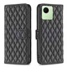 For Realme C30 Diamond Lattice Wallet Leather Flip Phone Case(Black) - 1