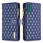 For Motorola Moto G42 4G Diamond Lattice Zipper Wallet Leather Flip Phone Case(Blue) - 1