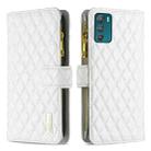 For Motorola Moto G42 4G Diamond Lattice Zipper Wallet Leather Flip Phone Case(White) - 1