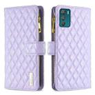 For Motorola Moto G42 4G Diamond Lattice Zipper Wallet Leather Flip Phone Case(Purple) - 1