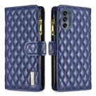 For Motorola Moto G62 Diamond Lattice Zipper Wallet Leather Flip Phone Case(Blue) - 1