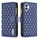 For Nothing Phone 1 Diamond Lattice Zipper Wallet Leather Flip Phone Case(Blue) - 1