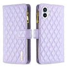 For Nothing Phone 1 Diamond Lattice Zipper Wallet Leather Flip Phone Case(Purple) - 1