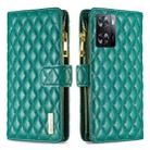 For OPPO A57 4G Diamond Lattice Zipper Wallet Leather Flip Phone Case(Green) - 1