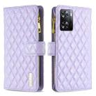 For OPPO A57 4G Diamond Lattice Zipper Wallet Leather Flip Phone Case(Purple) - 1