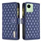 For Realme C30 Diamond Lattice Zipper Wallet Leather Flip Phone Case(Blue) - 1