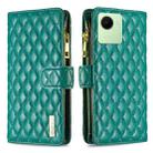 For Realme C30 Diamond Lattice Zipper Wallet Leather Flip Phone Case(Green) - 1