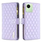 For Realme C30 Diamond Lattice Zipper Wallet Leather Flip Phone Case(Purple) - 1