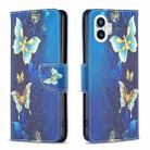 For Nothing Phone 1 Colored Drawing Leather Phone Case(Gold Butterfly) - 1