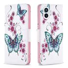 For Nothing Phone 1 Colored Drawing Leather Phone Case(Peach Blossom Butterfly) - 1