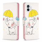 For Nothing Phone 1 Colored Drawing Leather Phone Case(Umbrella Elephant) - 1