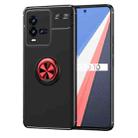 For vivo iQOO 10 Metal Ring Holder TPU Phone Case(Black+Red) - 1