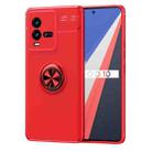 For vivo iQOO 10 Metal Ring Holder TPU Phone Case(Red) - 1