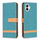 For Nothing Phone 1 Color Matching Denim Texture Leather Phone Case(Green) - 1