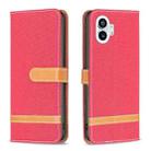 For Nothing Phone 1 Color Matching Denim Texture Leather Phone Case(Red) - 1