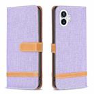 For Nothing Phone 1 Color Matching Denim Texture Leather Phone Case(Purple) - 1