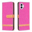 For Nothing Phone 1 Color Matching Denim Texture Leather Phone Case(Rose Red) - 1